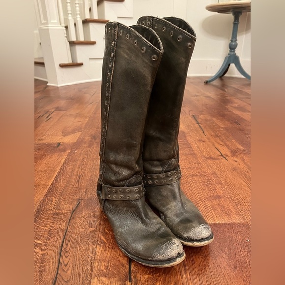 Bronx Linus Studded Tall Harness Leather Riding Boots - Picture 9 of 14